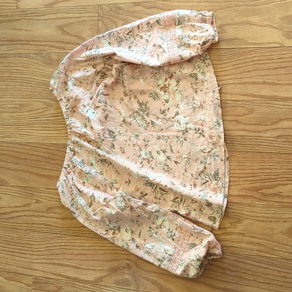 Frye and Co. Round Neck 3/4 Sleeve Peasant Blouse Floral Pink Boho size Medium - Picture 4 of 5